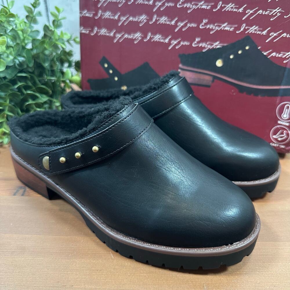 Kensie Women's Wrylie Black Lined Clogs Size 9